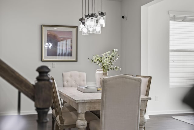 dining room with dark hardwood / wood-style flooring