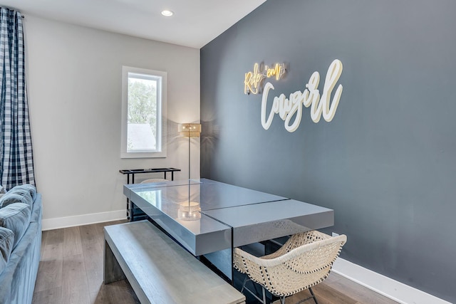 dining space featuring hardwood / wood-style flooring