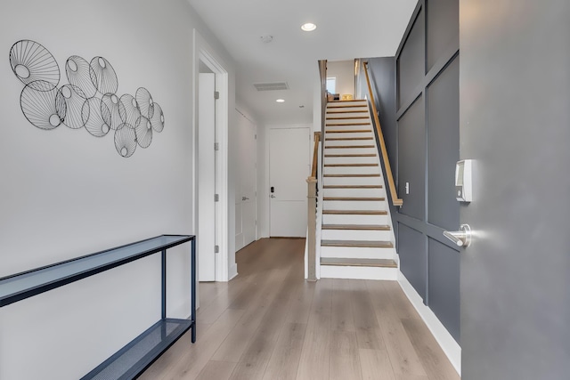 hallway featuring light wood-type flooring