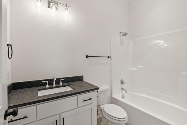 full bathroom featuring vanity, shower / bathtub combination, and toilet