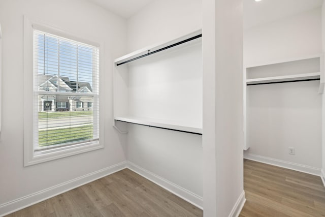 walk in closet featuring hardwood / wood-style flooring