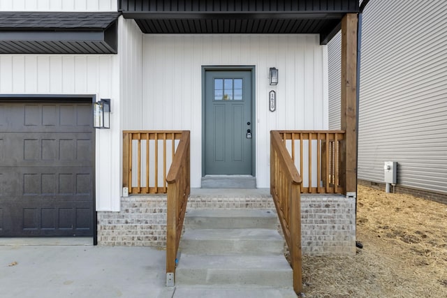 entrance to property with a garage