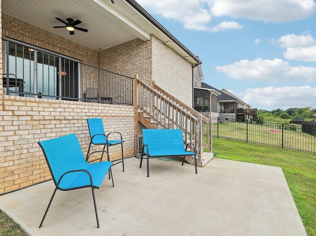 view of patio / terrace with ceiling fan