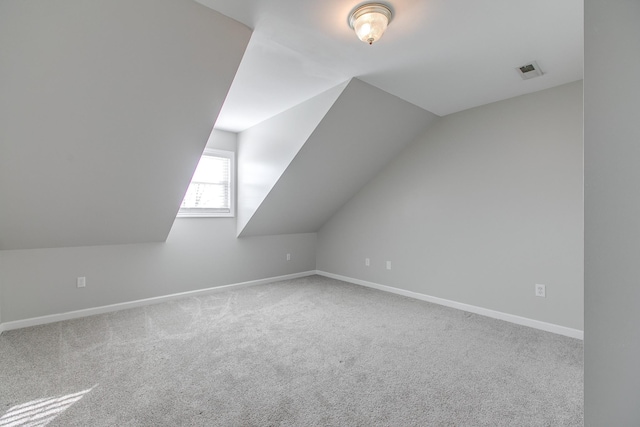 additional living space with carpet and vaulted ceiling