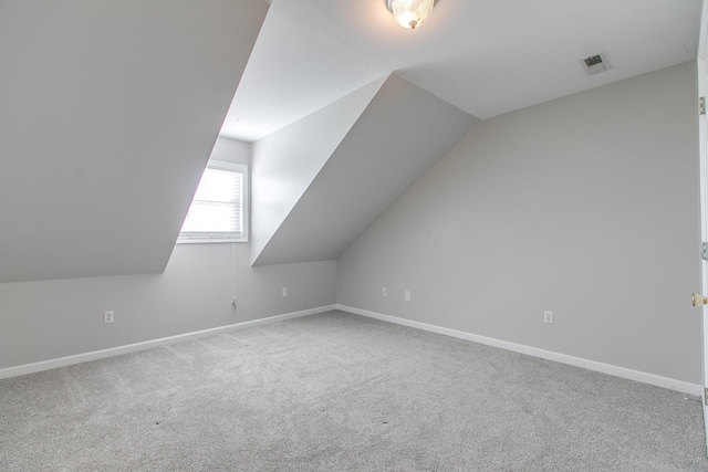 additional living space with carpet floors and lofted ceiling