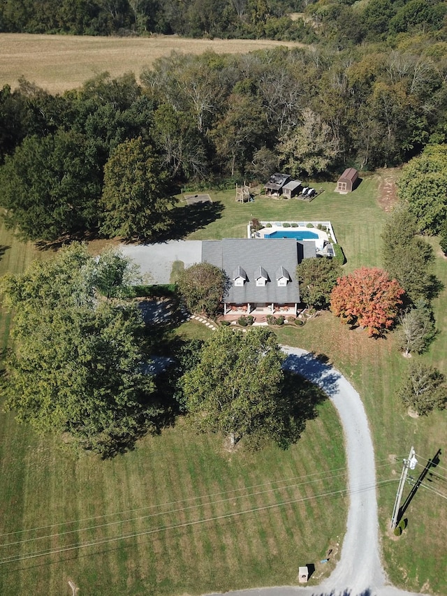 bird's eye view with a rural view