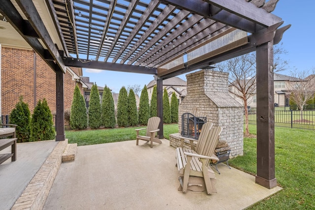 view of patio featuring a pergola