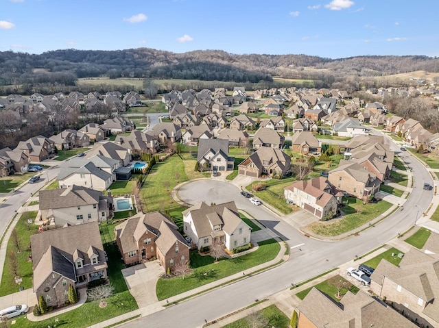 aerial view with a mountain view