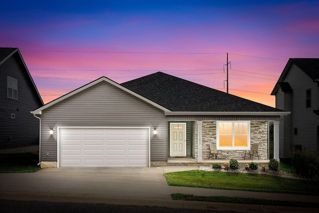 view of front of home with a garage