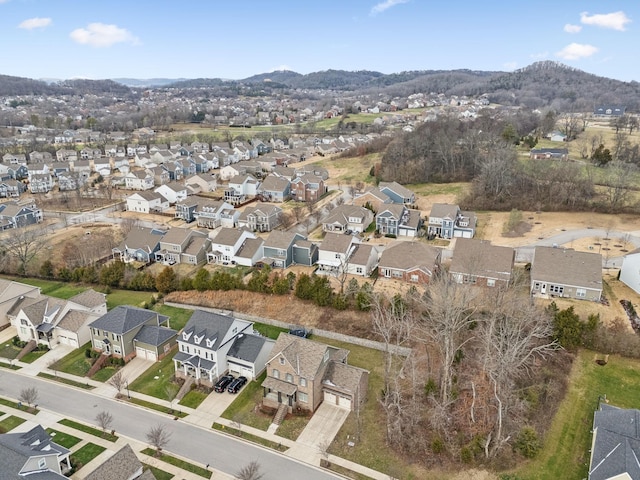 drone / aerial view with a mountain view