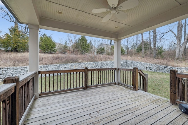 wooden terrace with ceiling fan