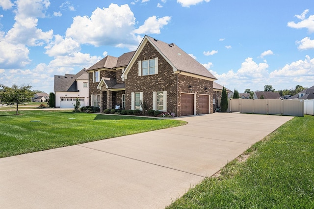 view of front facade featuring a front yard and a garage