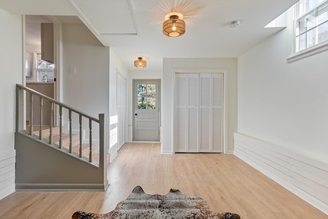 foyer featuring light wood-type flooring