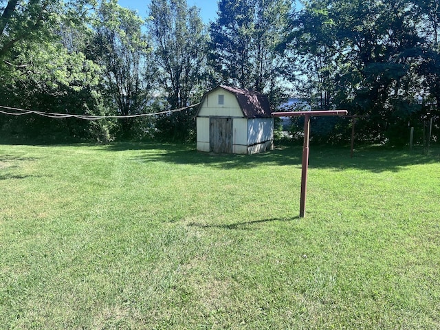 view of yard with a storage unit