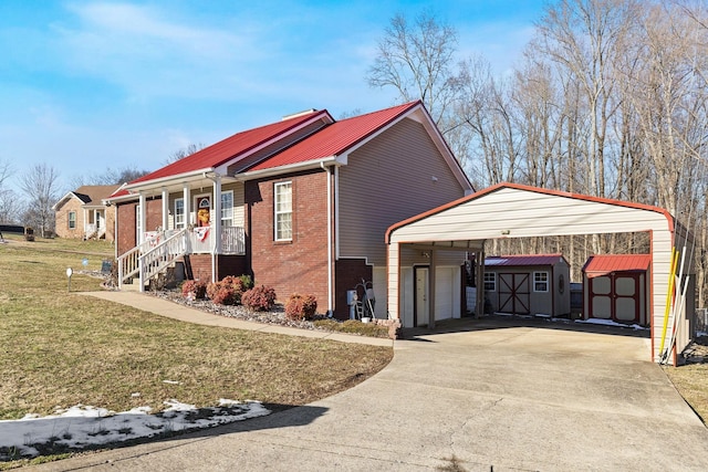 view of property exterior featuring a carport and a yard