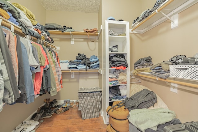 spacious closet featuring hardwood / wood-style flooring