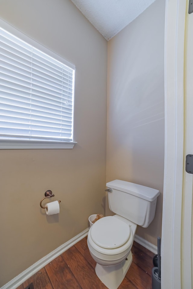 bathroom with toilet and wood-type flooring