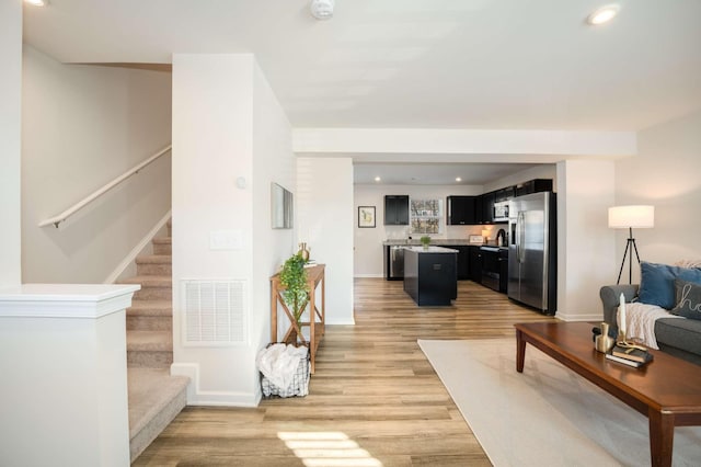 living room featuring light hardwood / wood-style floors