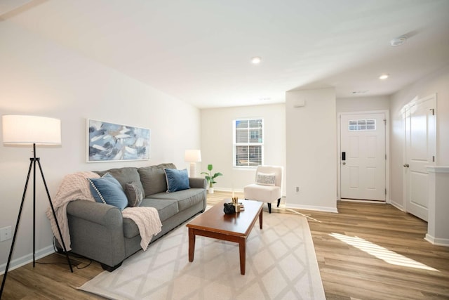 living room featuring light hardwood / wood-style flooring