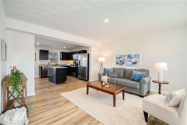 living room with light wood-type flooring