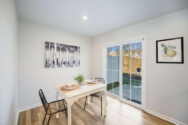 dining space featuring hardwood / wood-style floors