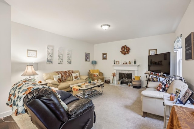 living room with carpet