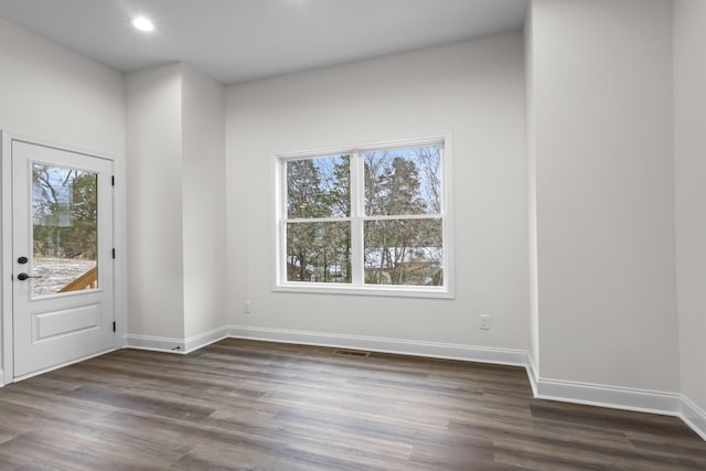 entrance foyer featuring dark hardwood / wood-style flooring