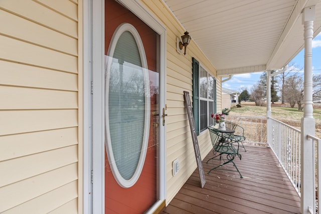 deck featuring a porch