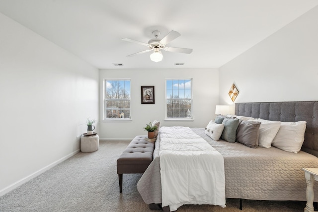 bedroom with carpet and ceiling fan