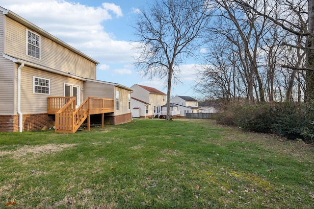 view of yard with a deck