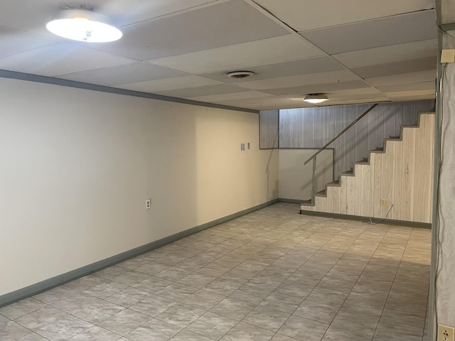 basement with a drop ceiling