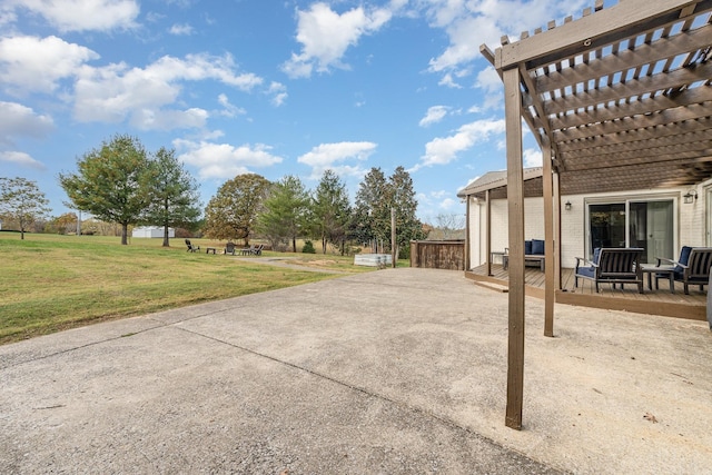 view of patio / terrace with a deck and a pergola