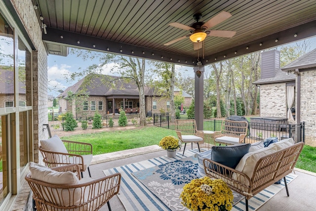 view of patio / terrace with outdoor lounge area and ceiling fan