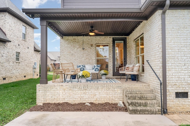 view of patio / terrace with ceiling fan