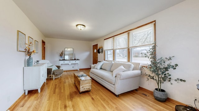 living room featuring light hardwood / wood-style flooring