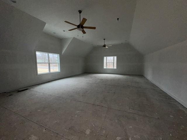 bonus room with vaulted ceiling