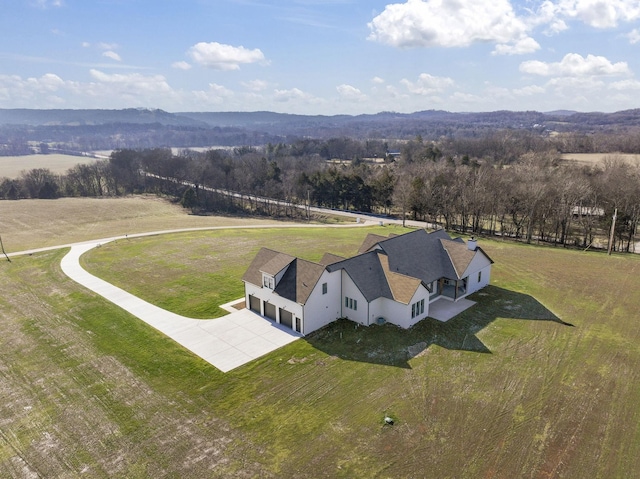 drone / aerial view with a mountain view