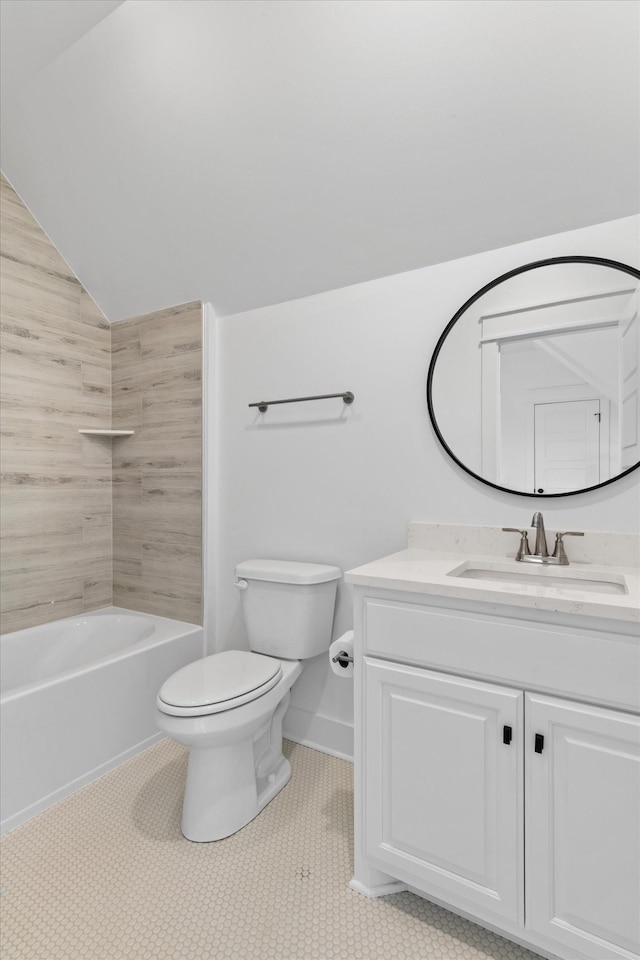 full bathroom featuring tile patterned floors, vanity, toilet, and shower / bath combination