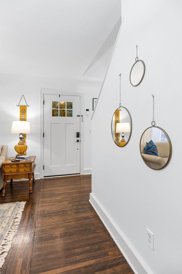 foyer featuring dark hardwood / wood-style flooring