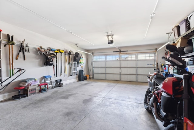 garage with a garage door opener