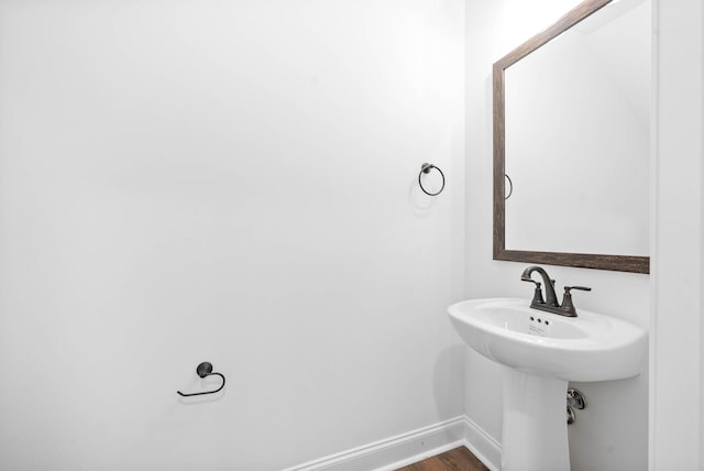 bathroom featuring wood-type flooring