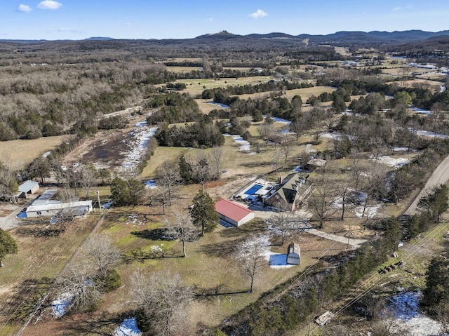 birds eye view of property with a mountain view