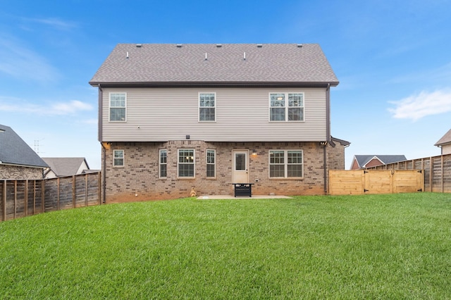 back of property featuring a yard, a patio, and central air condition unit