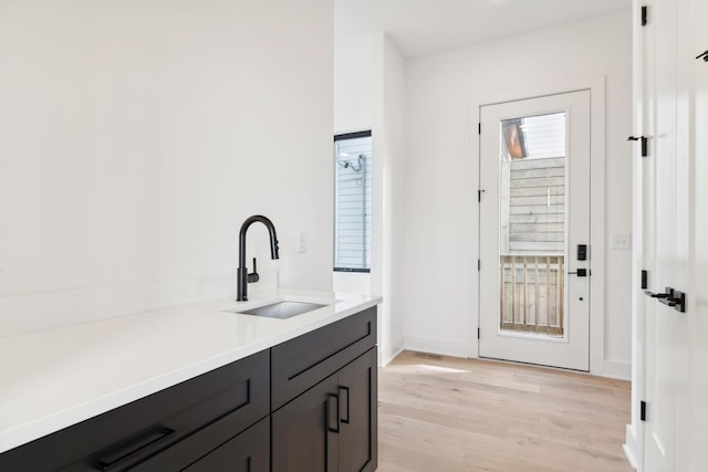 interior space with sink and hardwood / wood-style floors