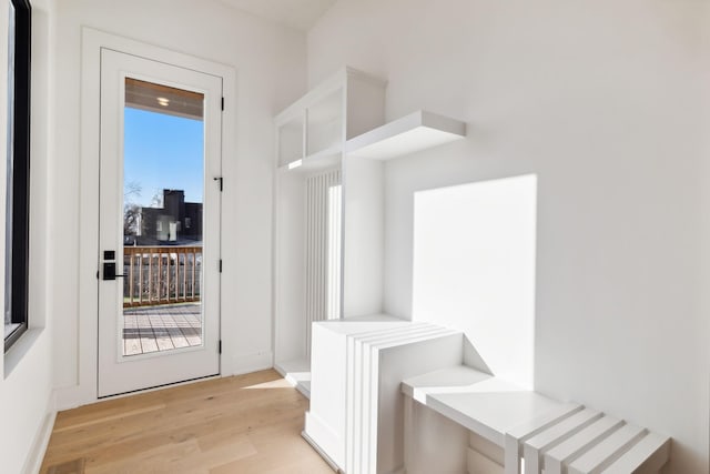 interior space with light hardwood / wood-style floors