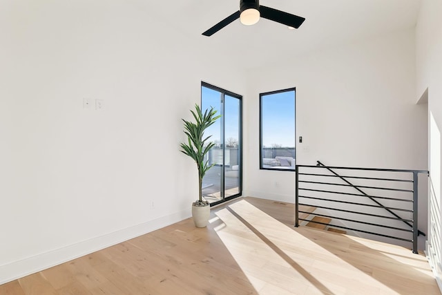 interior space featuring ceiling fan and light hardwood / wood-style floors