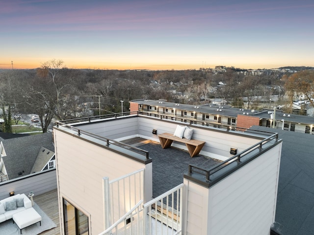 view of aerial view at dusk