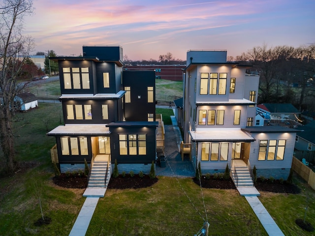 contemporary house with a yard