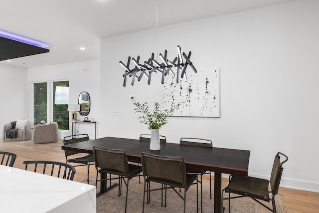 dining room with wood-type flooring