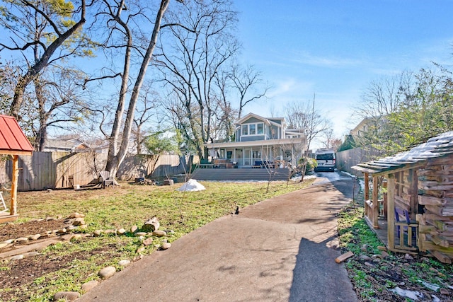 view of yard featuring a deck